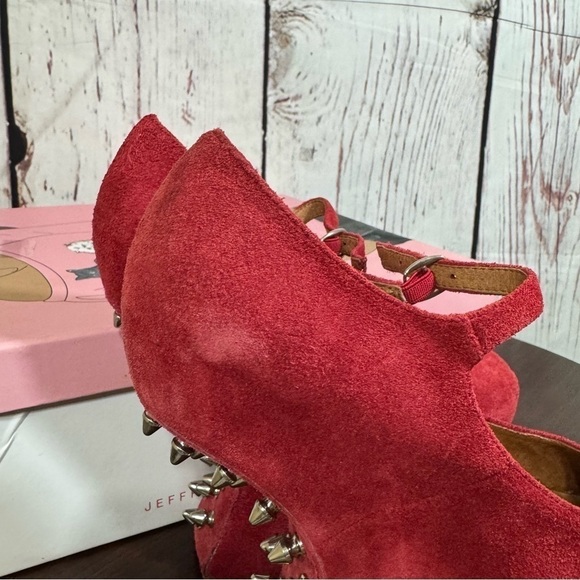 Jeffrey Campbell Night Envi Studded Platform Mary Janes Women’s 6.5 Suede Red - Picture 4 of 15